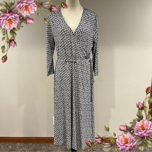Fake‎ wrap v-neck navy long sleeve maxi dress size extra large